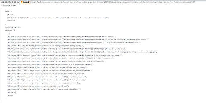 Bricksforge Webhook error