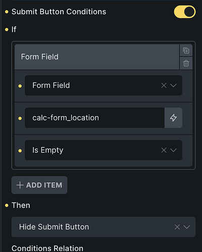 Conditions settings