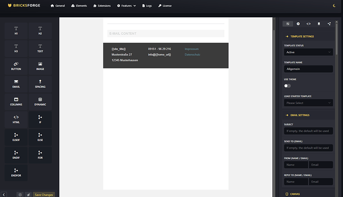 email-designer canvas